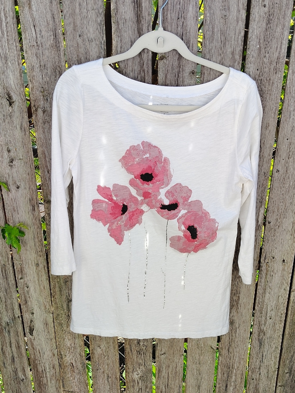LOFT Cotton Watercolor Poppy Tee
